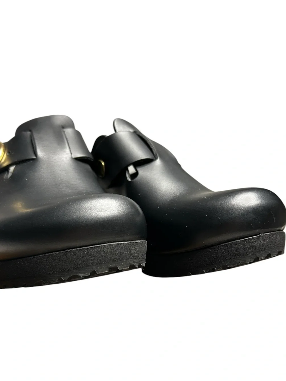 Birkenstock Fanny Ring Buckle Black Leather Platform Clogs EU 37 Medium / Narrow - Picture 6 of 12